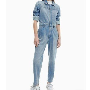 Bleached Light Blue Denim Jumpsuit